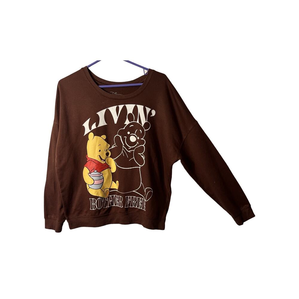 Disney Top Womens Size L Winnie the Pooh Brown Graphic Cozy Cute Pullover Cozy